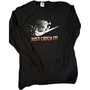 Delta‎ Pro Weight Baseball T Shirt Just Catch It Black Long Sleeve